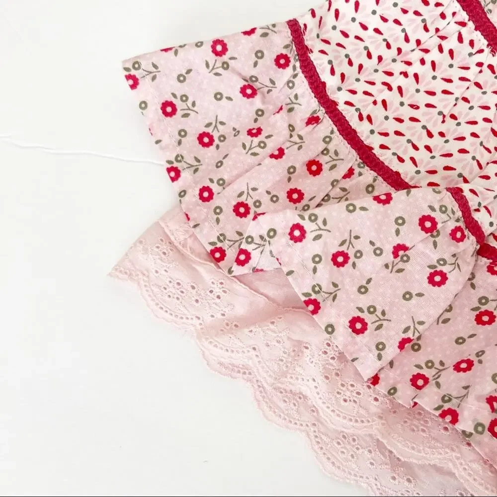 Pumpkin Patch Pink Floral Mixed Pattern Skirt Sz 3